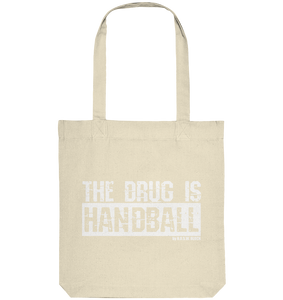 N.O.S.W. BLOCK Fanblock Tote-Bag "THE DRUG IS HANDBALL" Organic Baumwolltasche natural