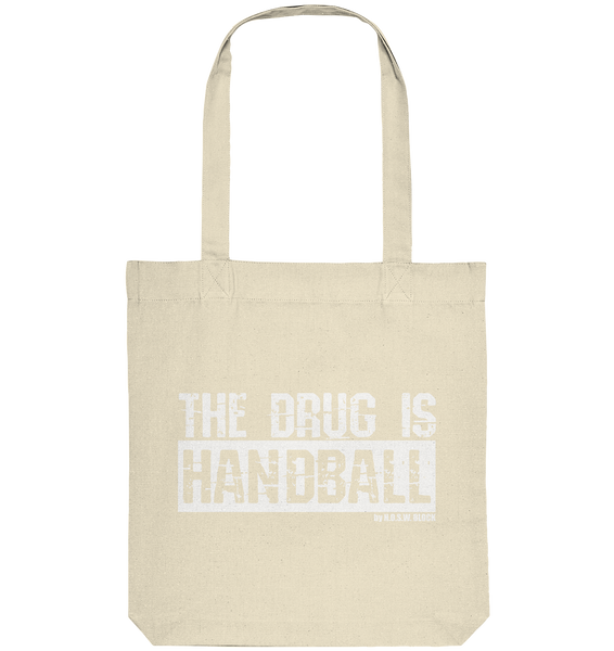 N.O.S.W. BLOCK Fanblock Tote-Bag "THE DRUG IS HANDBALL" Organic Baumwolltasche natural