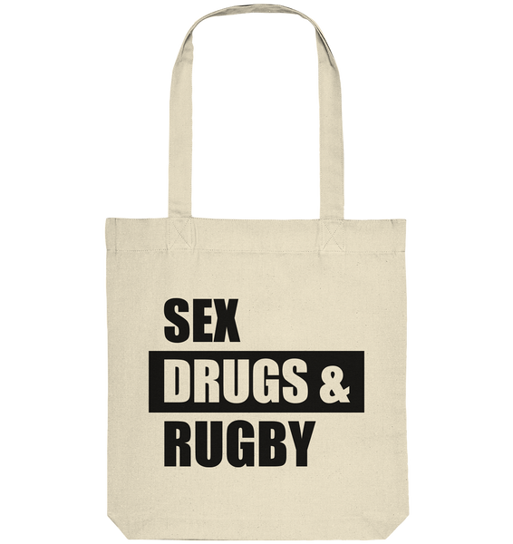N.O.S.W. Fanblock Tote-Bag "SEX, DRUGS & RUGBY" Organic Baumwolltasche natural raw