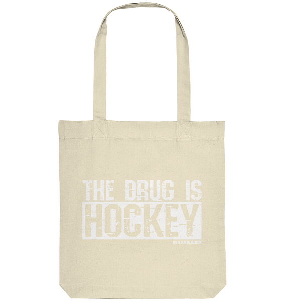 N.O.S.W. BLOCK Fanblock Tote-Bag "THE DRUG IS HOCKEY" Organic Baumwolltasche natural