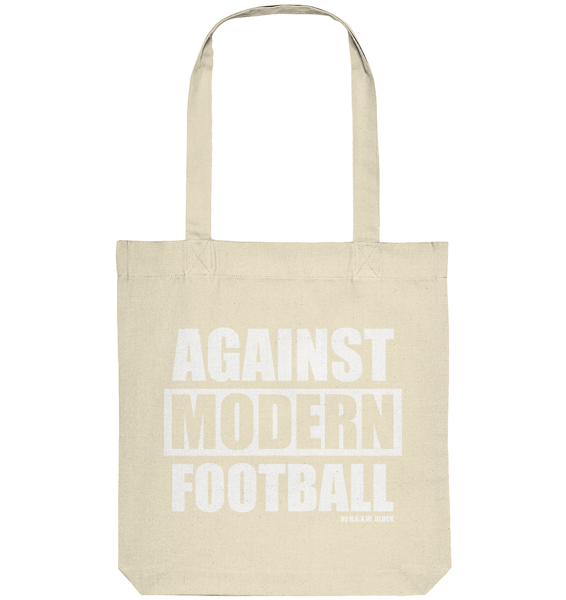 N.O.S.W. BLOCK Fanblock Tote-Bag "AGAINST MODERN FOOTBALL" Organic Baumwolltasche natural