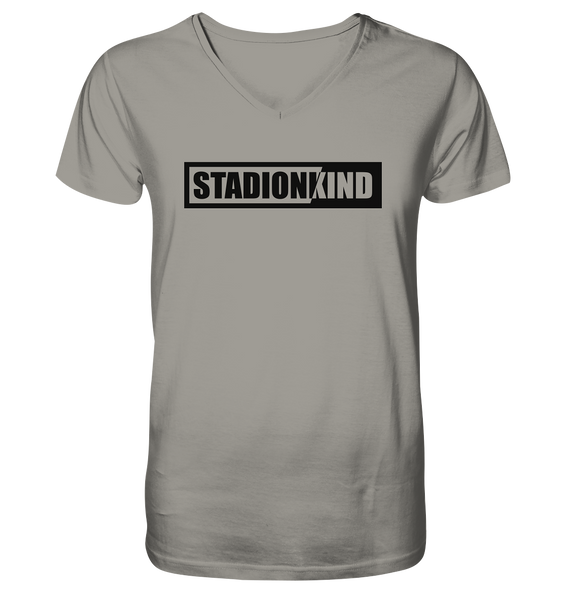 Fanblock Shirt "STADIONKIND" Männer Organic V-Neck T-Shirt light grey