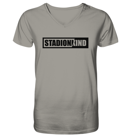 Fanblock Shirt "STADIONKIND" Männer Organic V-Neck T-Shirt light grey