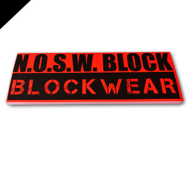 25 N.O.S.W. BLOCK Aufkleber "N.O.S.W. BLOCK BLOCKWEAR" neonorange