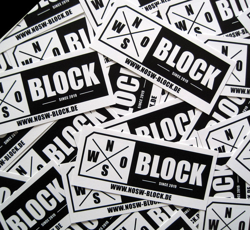 N.O.S.W. BLOCK 50 LOGO Aufkleber / Sticker weiß-schwarz (9 x 4 cm)
